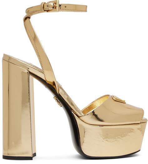 gold prada platforms|Prada shoes for women.